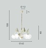 Immagine aggiuntiva di Lampadario country 5 luci in ferro bianco vissuto con vetri a campanula  4511