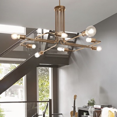 Lampadario grafico retr&ograve; aste piegate lampadine a vista camere da letto e soggiorni TRIUMPH SP8 IDEA