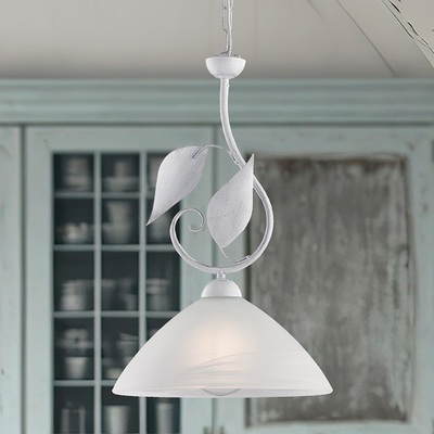 Lampadario a sospensione 30 cm foglie bianche shabby  42454