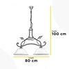 Misure Bilanciere lampadario 2 luci decoro foglie sfumature verdi 80cm