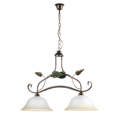 Bilanciere lampadario 2 luci decoro foglie sfumature verdi 80cm CALLA AMBRA 2L 40704 LUCI CLASSICHE