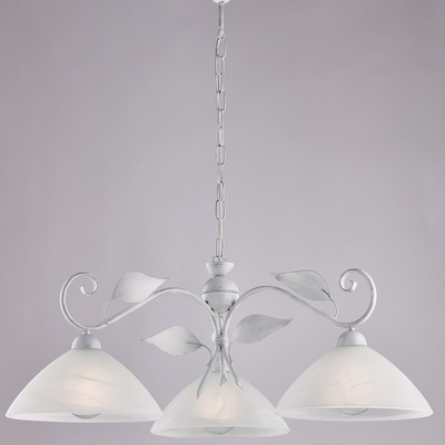 Lampadario a bilancere 3 luci foglie bianco argento  42458