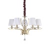 Particolare di Lampadario a sospensione 5 bracci ottone satinato e organza plissettata PEGASO SP5 OT