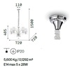 Misure Lampadario 5 luci bracci verso alto camera da letto o soggiorno PEGASO SP5
