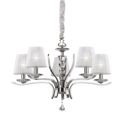 Lampadario 5 luci bracci verso alto camera da letto o soggiorno PEGASO SP5 BIANCO IDEAL LUX