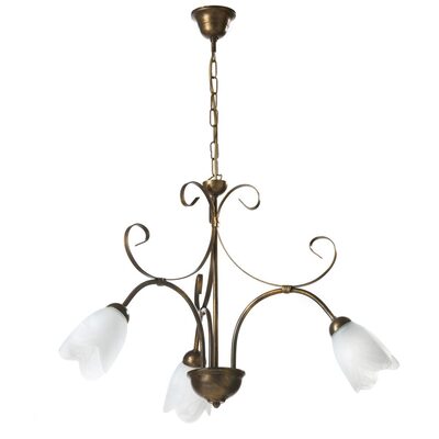 Lampadario classico 3 luci in bronzo sfumato con vetro tulipano alabastro 43643 ODINO LUCI CLASSICHE