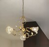 Sospensione lampadario 3 luci oro francese con gocce e foglioline  45330