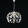 Lampadario bianco grande 50cm 3 luci in metallo con foglie edera e gocce  41474