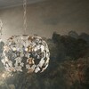 Lampadario grande foglie avorio oro cristalli 3 luci E27 50cm shabby cupola semisfera 40565 LUCI