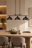 Lampadario bilanciere 3 luci nero con cupolette in metallo  45565