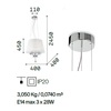 Misure Lampadario organza bianco plissettato pendagli in cristallo 3 luci PEGASO SP3