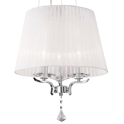 Lampadario organza bianco plissettato pendagli in cristallo 3 luci PEGASO SP3 BIANCO IDEAL LUX