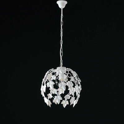Lampadario 30cm classico in metallo foglie edera bianche e gocce  41473