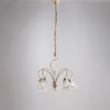 Immagine aggiuntiva di Lampadario 5 luci in stile classico avorio finitura oro anticato e vetro flor