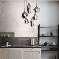 Lampadario moderno 6 vetri fum&egrave; fili sfalsati SOFT SP6 FUME IDEAL LUX