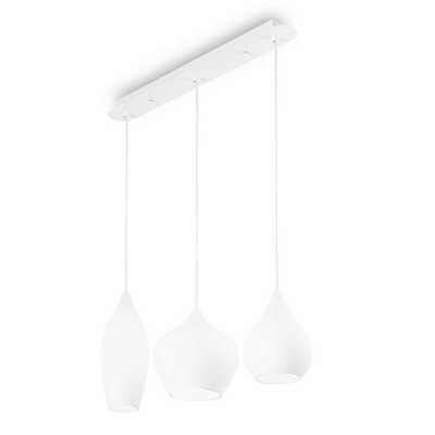 Lampadario moderno a 3 luci in linea vetri bianchi diversi SOFT SP3 BIANCO IDEAL LUX