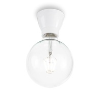Plafoniera punto luce ceramica bianca conico lampadina a vista WINERY PL1 BIANCO IDEAL LUX