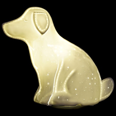 Lampada in gesso a forma di cane con lampadina led inclusa 39879 COLORI E LUCI