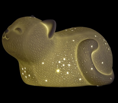 Lampada gatto in gesso da tavolo con lampadina led inclusa 39878 COLORI E LUCI