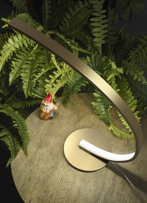 Lampada da tavolo LED arco oro spazzolato elegante design curvo dimmerabile luce calda decorativa  4