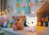 Particolare di Lampada comodino bambine orsetto rosa led cambia colore  43364