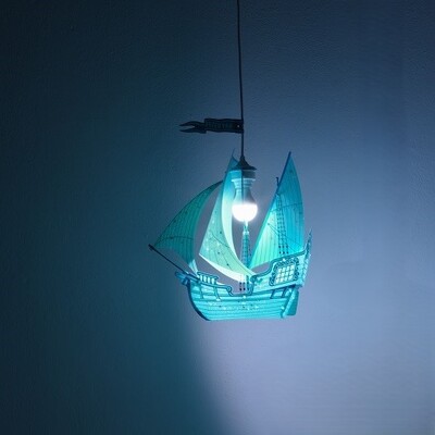 Lampadario azzurro camerette veliero Peter Pan per bimbi veri sognatori  42821