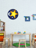 Plafoniera bimbo luna stelle 32cm base blu con intagli 15737D LUCI BAMBINI