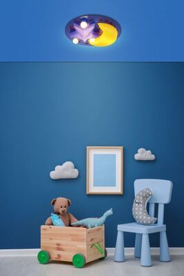 Plafoniera o applique bambini blu gialla e rossa stelle e luna 48cm 15738D LUCI BAMBINI