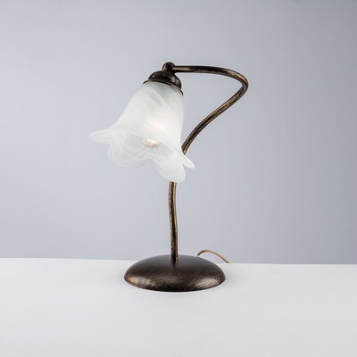 Lampada per comodino camera da letto classica ricciolo semplice vetro 5 petali ALICE LUCI CLASSICHE