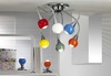 Terza immagine Lampadario a soffitto plafoniera bracci flessibili 6 luci vetri colorati
