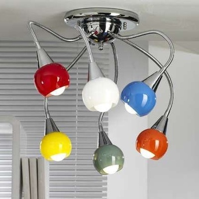Lampadario a soffitto plafoniera bracci flessibili 6 luci vetri colorati 40725 LUCI E COLORI