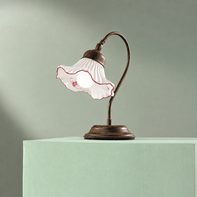 Lampada arredo o comodino in ceramica decoro rosso casale  45322