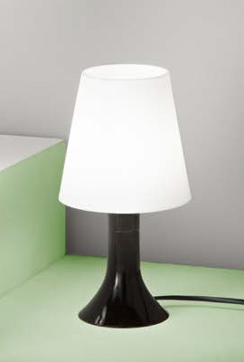 Lampada comodino in acrilico base nera e paralume bianco  43850
