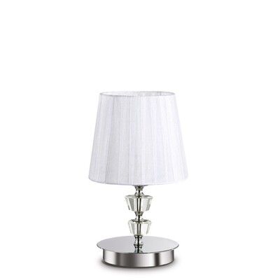 Lampada comodino colonna di cristalli e organza bianca pliss&egrave; PEGASO TL1 SMALL BIANCO IDEAL LUX