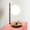 Lampada comodino design a elle con sferetta e dettaglio ottone satinato BIRDS TL1 IDEAL LUX