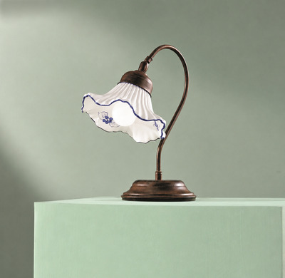 Lampada da comodino decoro blu in ceramica onde pliss&egrave;  45320
