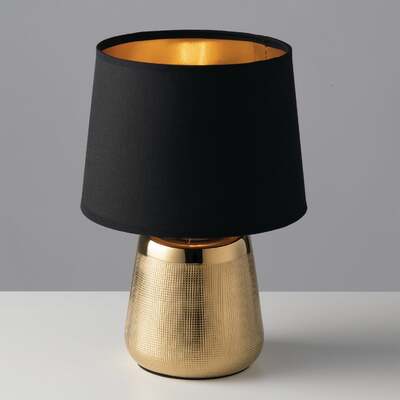 Lampada comodino oro piccola 17cm paralume nero  42664