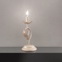 Lampada da comodino avorio anticato classica con ricciolo e foglia  45545