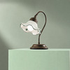 Lampada da consolle ceramica bianca decorata verde country  45323