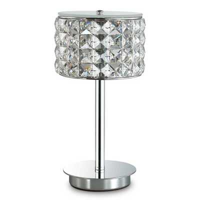 Preziosa piccola lampada tavolo - abatjour fascia cristalli su stelo cromato ROMA TL1 IDEAL LUX