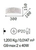 Misure di Applique a fascia tempestata di quadretti di cristallo 2 luci G9 a LED ROMA A