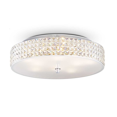 Plafoniera 50cm fascia quadretti cristallo 9 led G9 ROMA PL9 IDEAL LUX