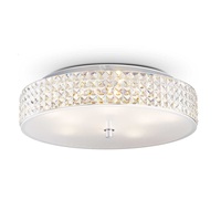 Plafoniera 50cm fascia quadretti cristallo 9 led G9 ROMA PL9 IDEAL LUX