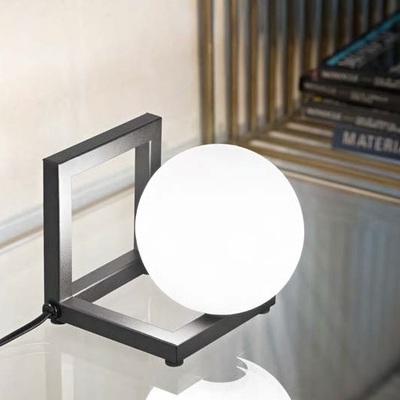 Abatjour lampada da tavolo piccola 12cm nera quadrata design sfera in bilico ANGOLO TL1 NERO