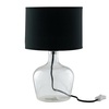 Lampada da tavolo nera in stoffa e base in vetro trasparente 39569 LUCI MODERNE