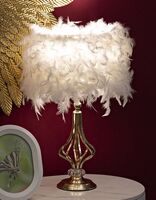 Lampada piume glamour bianca con stelo decoro elegance 25x54 42435 COLORI E LUCI