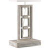 Particolare di Lampada tavolo grande 75cm legno 3 riquadri intagliati naturalezza moderna  43229