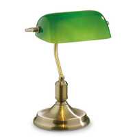 Lampada ministeriale vintage verde struttura brunita LAWYER TL1 BRUNITO IDEAL LUX