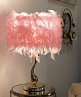 Lampada sinuosa soffici piume rosa tavolo o comodino 25x47  42434