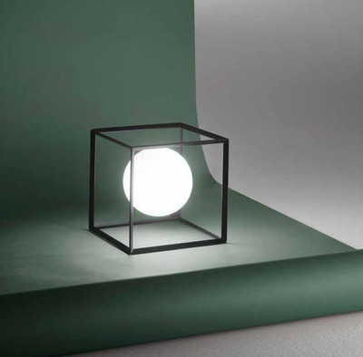 Lampada da tavolo quadrata nero opaco e sfera bianca 6692N PERENZ